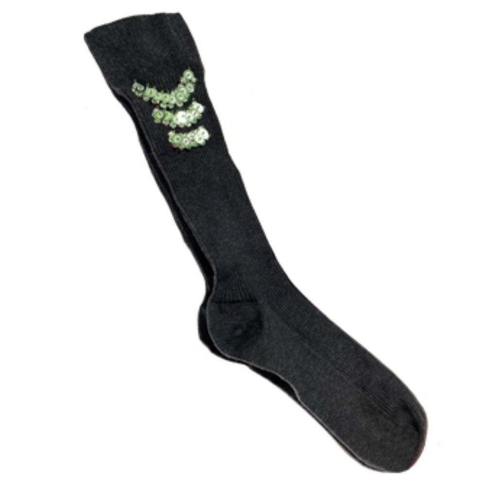 AUTHENTIC "PRADA" WOMEN'S GREY SOCKS WITH GREEN SPARKLING, IN "PRADA" GIFT BOX - Picture 3 of 9